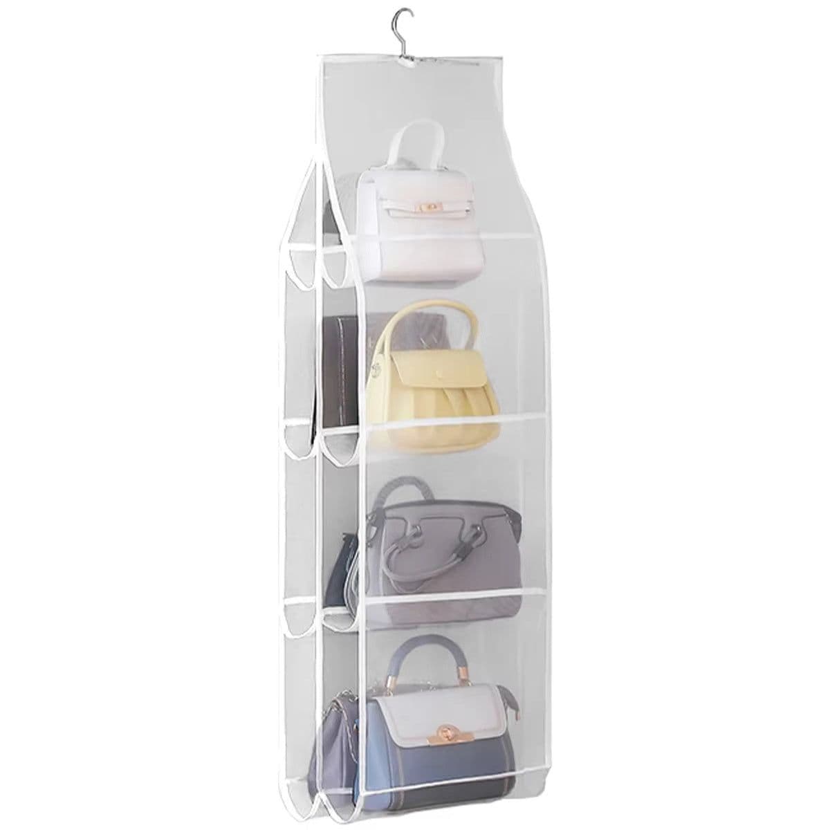 image-Hanging Handbag Storage Bag With 8 Pocket Wardrobe Closet Transparent Organizer Dust-proof Cover For Household Sundry Shoe Bag
