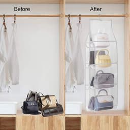 image-Hanging Handbag Storage Bag With 8 Pocket Wardrobe Closet Transparent Organizer Dust-proof Cover For Household Sundry Shoe Bag