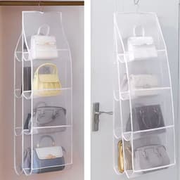 image-Hanging Handbag Storage Bag With 8 Pocket Wardrobe Closet Transparent Organizer Dust-proof Cover For Household Sundry Shoe Bag
