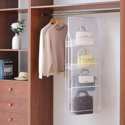 image-Hanging Handbag Storage Bag With 8 Pocket Wardrobe Closet Transparent Organizer Dust-proof Cover For Household Sundry Shoe Bag