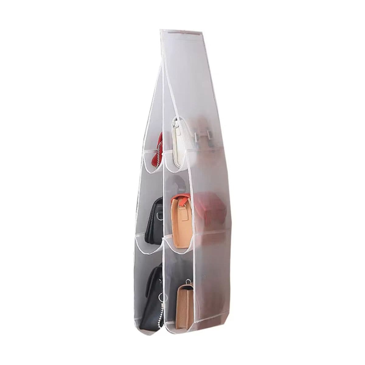 image-Hanging Handbag Storage Bag With 8 Pocket Wardrobe Closet Transparent Organizer Dust-proof Cover For Household Sundry Shoe Bag