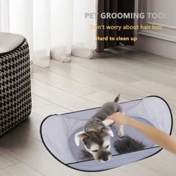 image-Easy Dog And Cat Hair Catcher Tent - Waterproof Adjustable Neat Barbering Cape For Easy Trimming And Shaving Pet Grooming