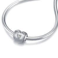 image-925 Sterling Silver Heart Zircon Bracelet Necklace Charm for Mother