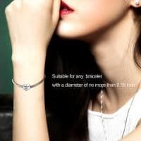 image-925 Sterling Silver Heart Zircon Bracelet Necklace Charm for Mother