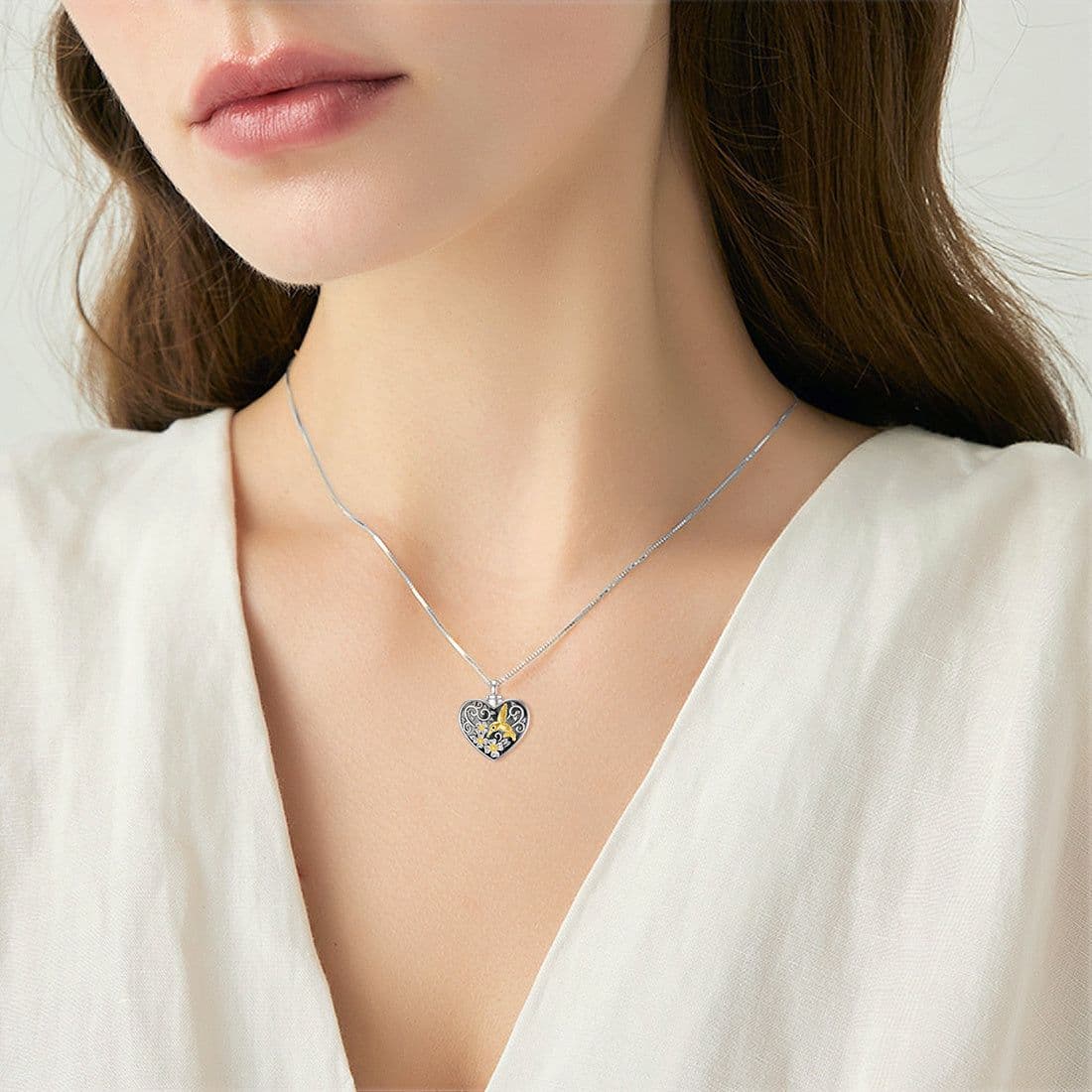 image-Heart Hummingbird Urn Necklace for Ashes Cremation Jewelry for Women