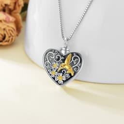 image-Heart Hummingbird Urn Necklace for Ashes Cremation Jewelry for Women