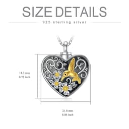 image-Heart Hummingbird Urn Necklace for Ashes Cremation Jewelry for Women