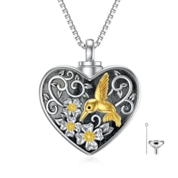 image-Heart Hummingbird Urn Necklace for Ashes Cremation Jewelry for Women