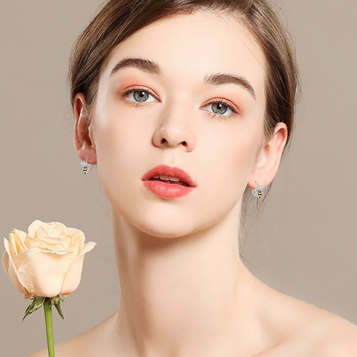 image-Bee Earrings S925 Sterling Silver Bumble Honey Huggie Hoop Earrings Bee Jewelry Gifts for Women Girls Teen