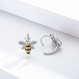 image-Bee Earrings S925 Sterling Silver Bumble Honey Huggie Hoop Earrings Bee Jewelry Gifts for Women Girls Teen