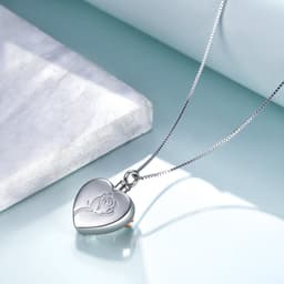 image-Sterling Silver Rose Flower Urn Necklace for Ashes Cremation Jewelry Forever in my Heart