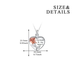 image-Sterling Silver Rose Flower Urn Necklace for Ashes Cremation Jewelry Forever in my Heart