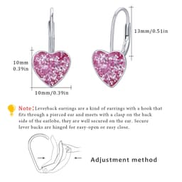 image-925 Sterling Silver Heart Leverback Sleeper Small 10mm Heart Dangle Hoop Earrings