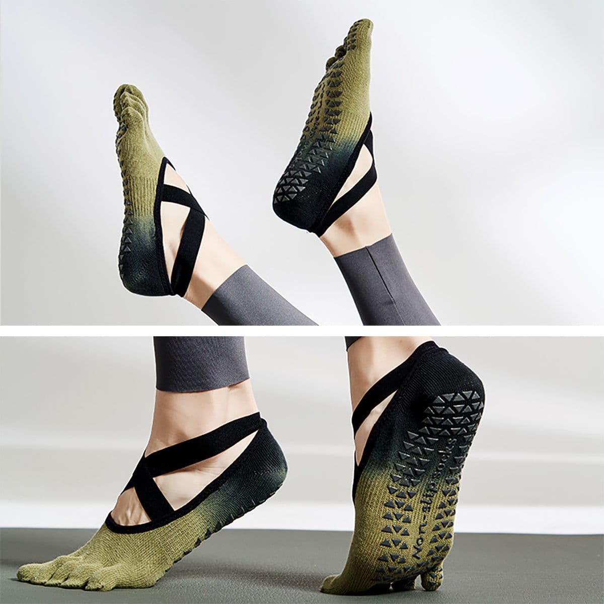 image-Yoga Socks For Women With Grips Grippy Yoga Socks For Women Men Non-Slip Full Toe Sticky Grip Accessories For Yoga, Barre, Pilates, Dance, Ballet
