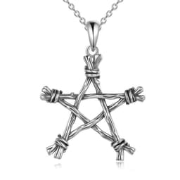 image-Sterling Silver Gothic Punk Witch Pentagram PSupernatural Merchandise endant Jewellery