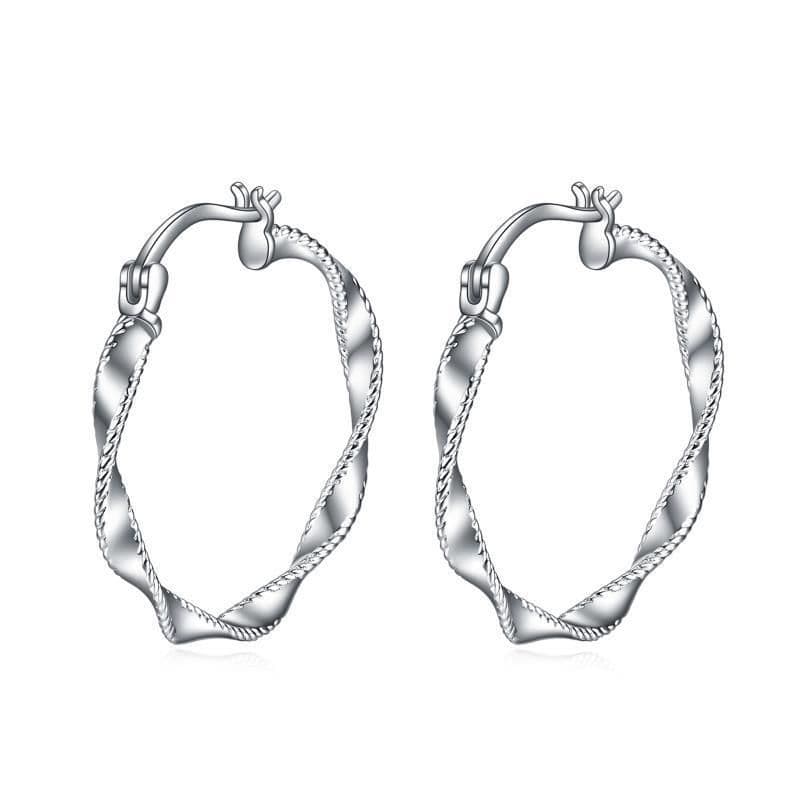 image-Circle Endless Hoop Earrings Twist Jewelry Gifts 30MM Hypoallergenic