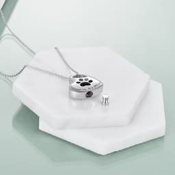 image-Sterling Silver Pet Paw Urn Necklace for Ashes Cremation Jewelry