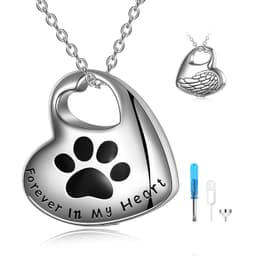 image-Sterling Silver Pet Paw Urn Necklace for Ashes Cremation Jewelry