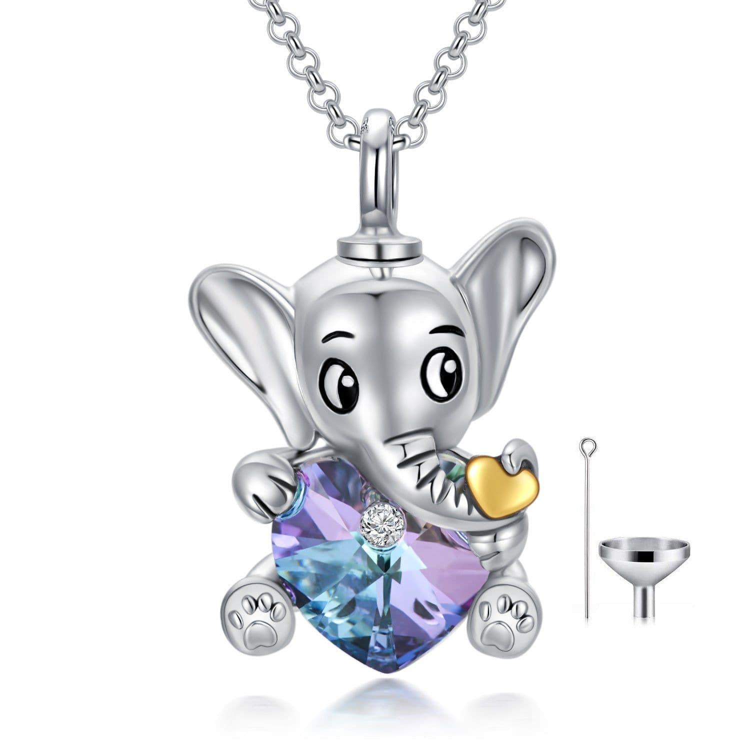 image-Elephant Urn Necklaces Sterling Silver Heart Cremation Memorial Keepsake Necklace Jewelry Gifts for Women