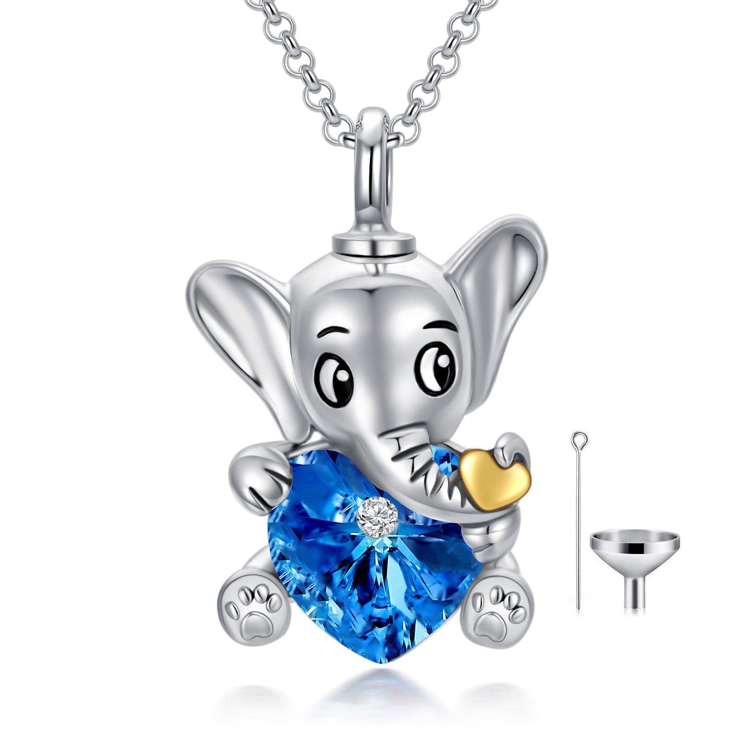 image-Elephant Urn Necklaces Sterling Silver Heart Cremation Memorial Keepsake Necklace Jewelry Gifts for Women