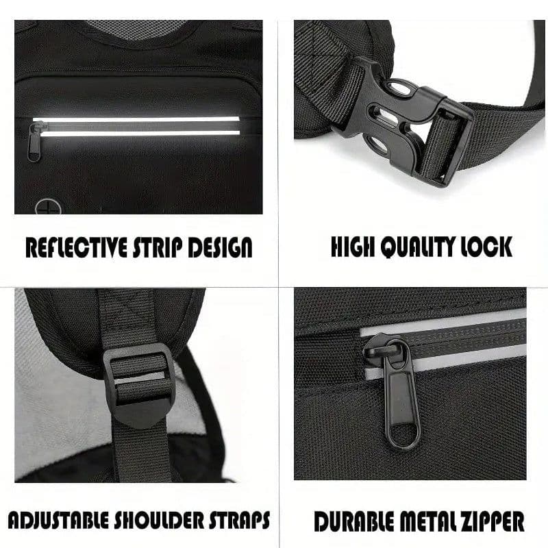 image-Outdoor Cycling, Sports, Fitness, Running Vest, Chest Bag, Adjustable Reflective Mesh Pocket, Breathable Chest Bag, Suitable For Running, Cycling, Outdoor Mountaineering, Traveling