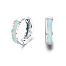 image-Hinged Hug Opal Earrings in 925 Sterling Silver Hoops Earrings for Women