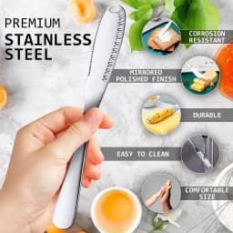image-Stainless Steel Butter Spreader Knife With Handle, 3 In 1 Curler Slicer Knife, Butter Knife Spreader And Curler With Holes And Serrated Edge Cheese Knife Kitchen Gadgets