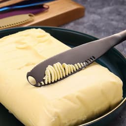 image-Stainless Steel Butter Spreader Knife With Handle, 3 In 1 Curler Slicer Knife, Butter Knife Spreader And Curler With Holes And Serrated Edge Cheese Knife Kitchen Gadgets