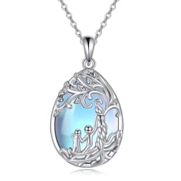 image-Sterling Silver Moonstone Tree of Life Mother Necklace Jewelry Gifts