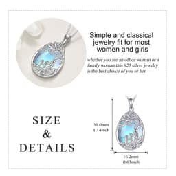 image-Sterling Silver Moonstone Tree of Life Mother Necklace Jewelry Gifts