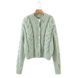 image-Knitted Sweater Women's Mohair Wool Loose Cardigan Jacket, Knit Top, Handmade Clothing, Gift For Women, Hand-knit Outfit