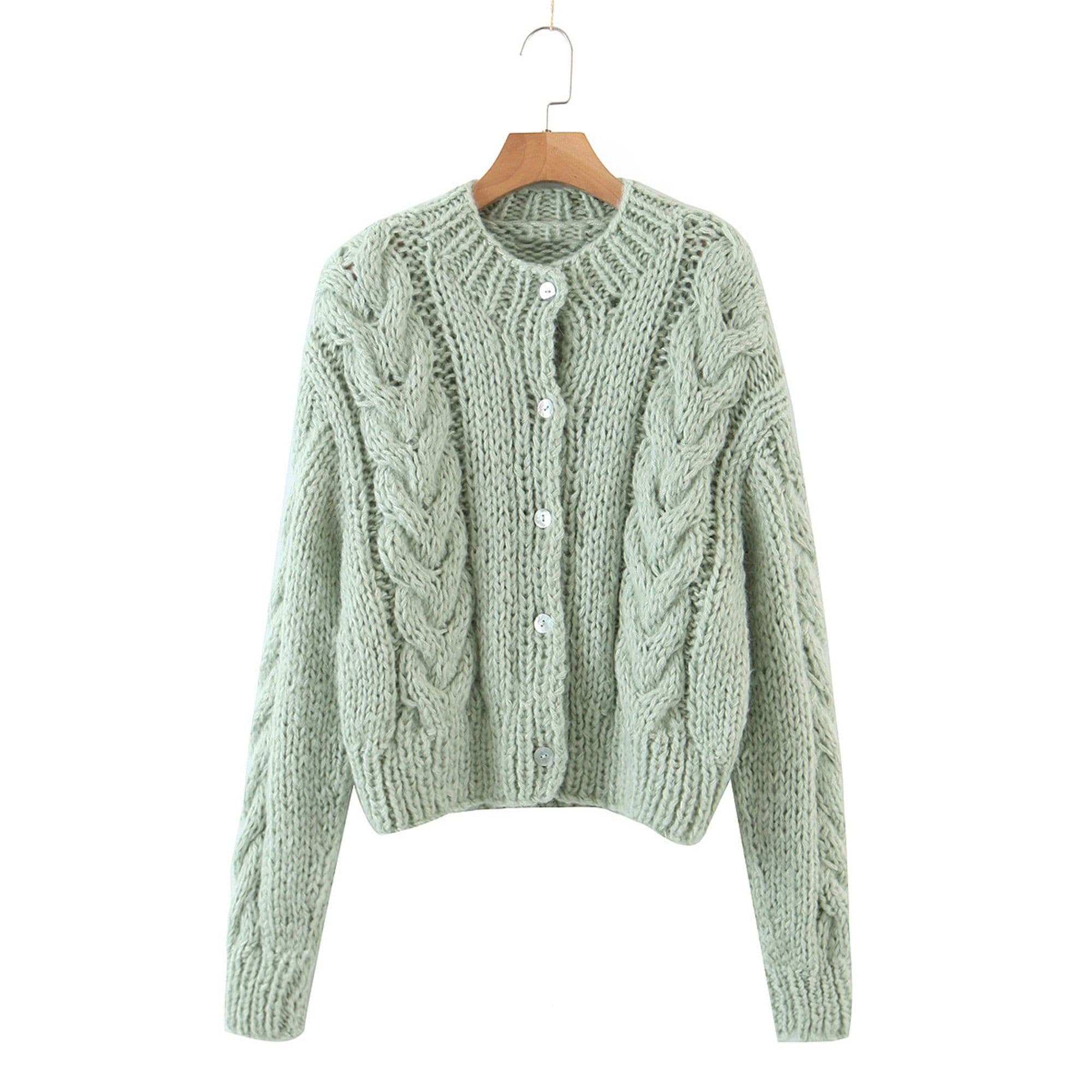 image-Knitted Sweater Women's Mohair Wool Loose Cardigan Jacket, Knit Top, Handmade Clothing, Gift For Women, Hand-knit Outfit