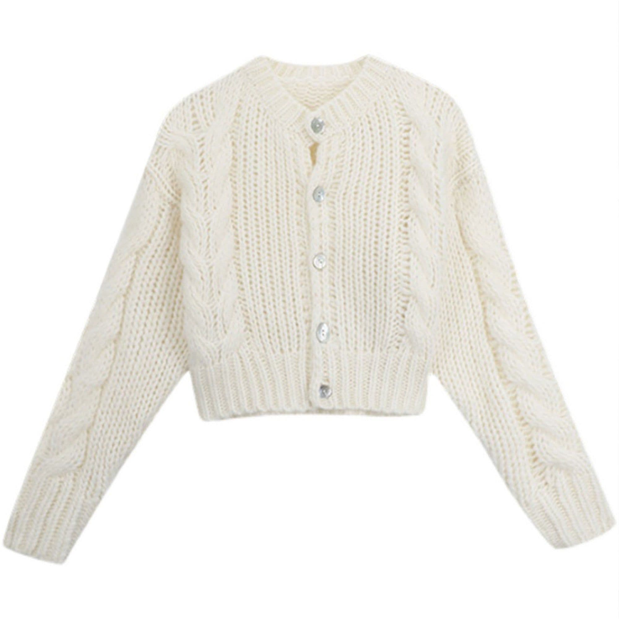 image-Knitted Sweater Women's Mohair Wool Loose Cardigan Jacket, Knit Top, Handmade Clothing, Gift For Women, Hand-knit Outfit