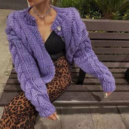 image-Knitted Sweater Women's Mohair Wool Loose Cardigan Jacket, Knit Top, Handmade Clothing, Gift For Women, Hand-knit Outfit