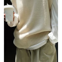 image-Wool Round-neck Knitted Waistcoat, Loose Knit Tank Top, Vintage Clothes, Sleeveless Wool Vest Handmade Clothing, Knitwear, Spring Clothing