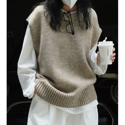 image-Wool Round-neck Knitted Waistcoat, Loose Knit Tank Top, Vintage Clothes, Sleeveless Wool Vest Handmade Clothing, Knitwear, Spring Clothing