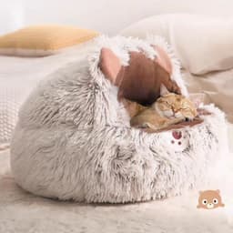 image-Winter New Long Plush Pet Cat Bed Round Cat Cushion Cat House Warm Cat Basket Cat Sleep Bag Cat Nest Kennel For Small Dog Cat