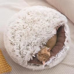 image-Winter New Long Plush Pet Cat Bed Round Cat Cushion Cat House Warm Cat Basket Cat Sleep Bag Cat Nest Kennel For Small Dog Cat