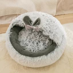 image-Winter New Long Plush Pet Cat Bed Round Cat Cushion Cat House Warm Cat Basket Cat Sleep Bag Cat Nest Kennel For Small Dog Cat