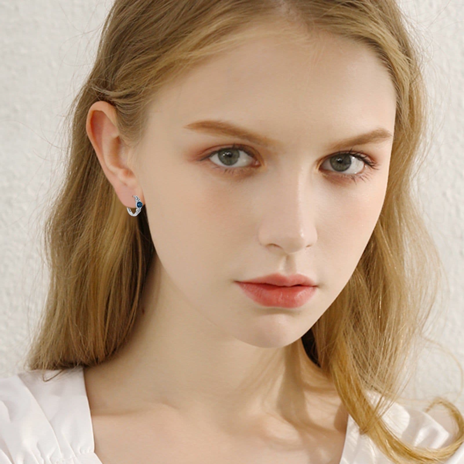 image-Hypoallergenic Sterling Silver Celtic Moonstone Hoop Earrings As For Women