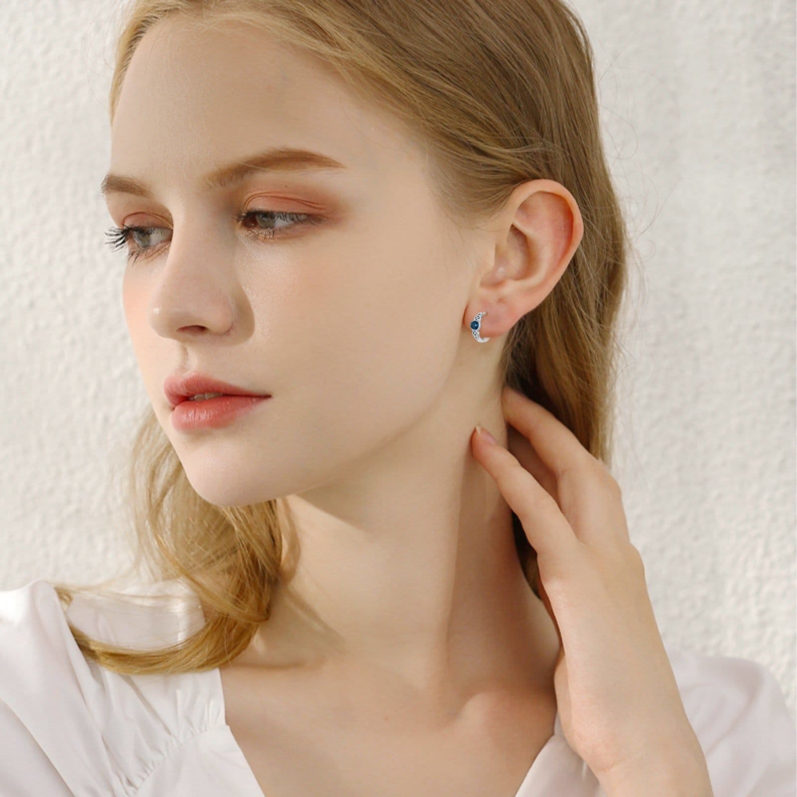 image-Hypoallergenic Sterling Silver Celtic Moonstone Hoop Earrings As For Women