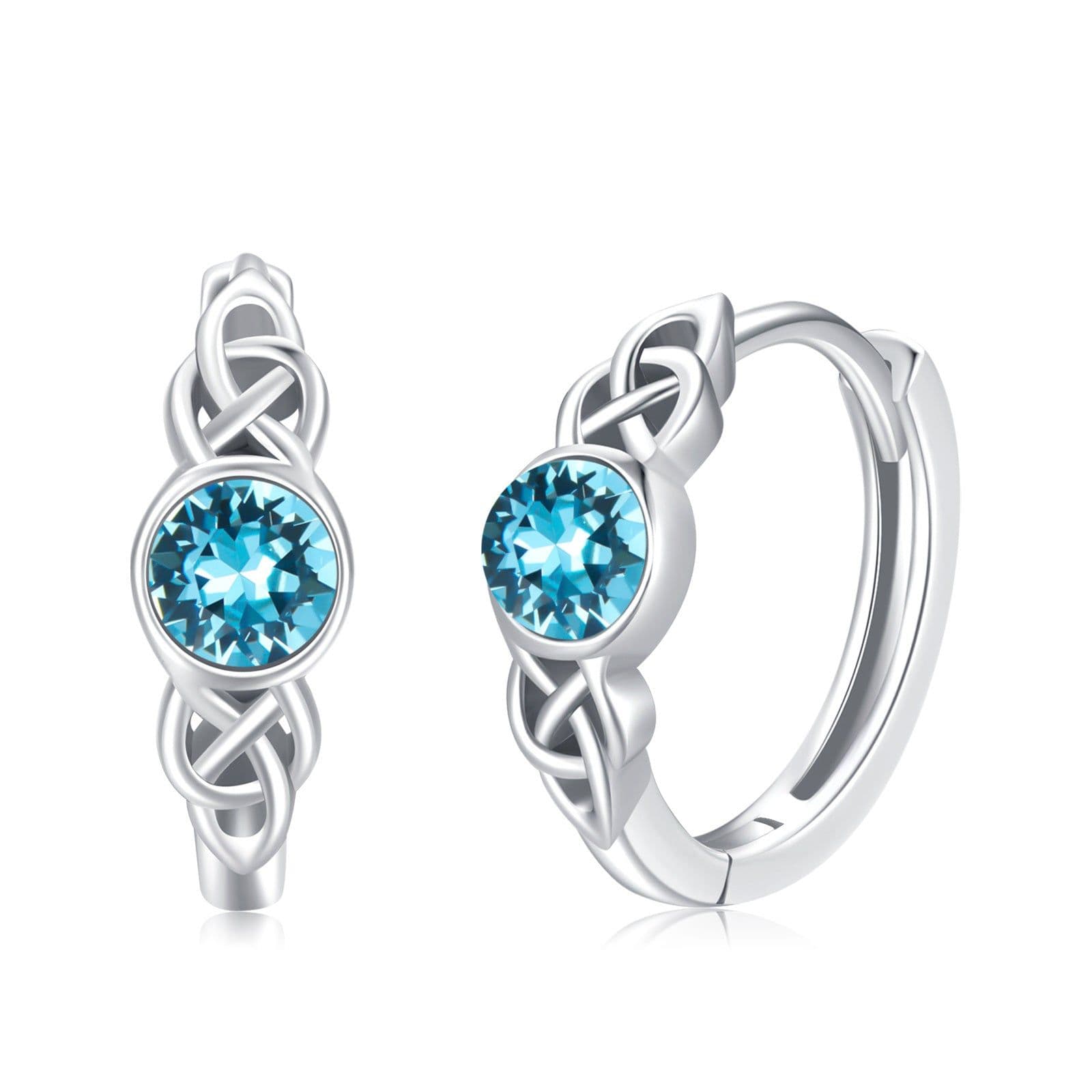 image-Hypoallergenic Sterling Silver Celtic Moonstone Hoop Earrings As For Women
