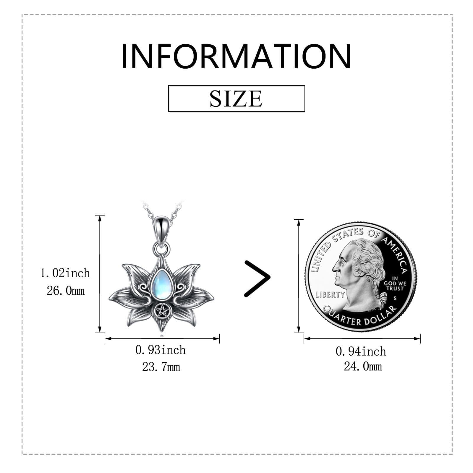 image-Sterling Silver Moonstone Lotus Flower Pendant Necklace Jewelry Gifts for Women
