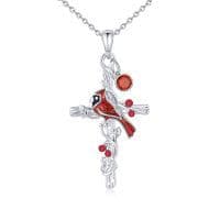 image-Cardinal Cross Necklace Birthstone Necklace Jewelry Gift