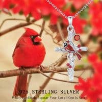 image-Cardinal Cross Necklace Birthstone Necklace Jewelry Gift
