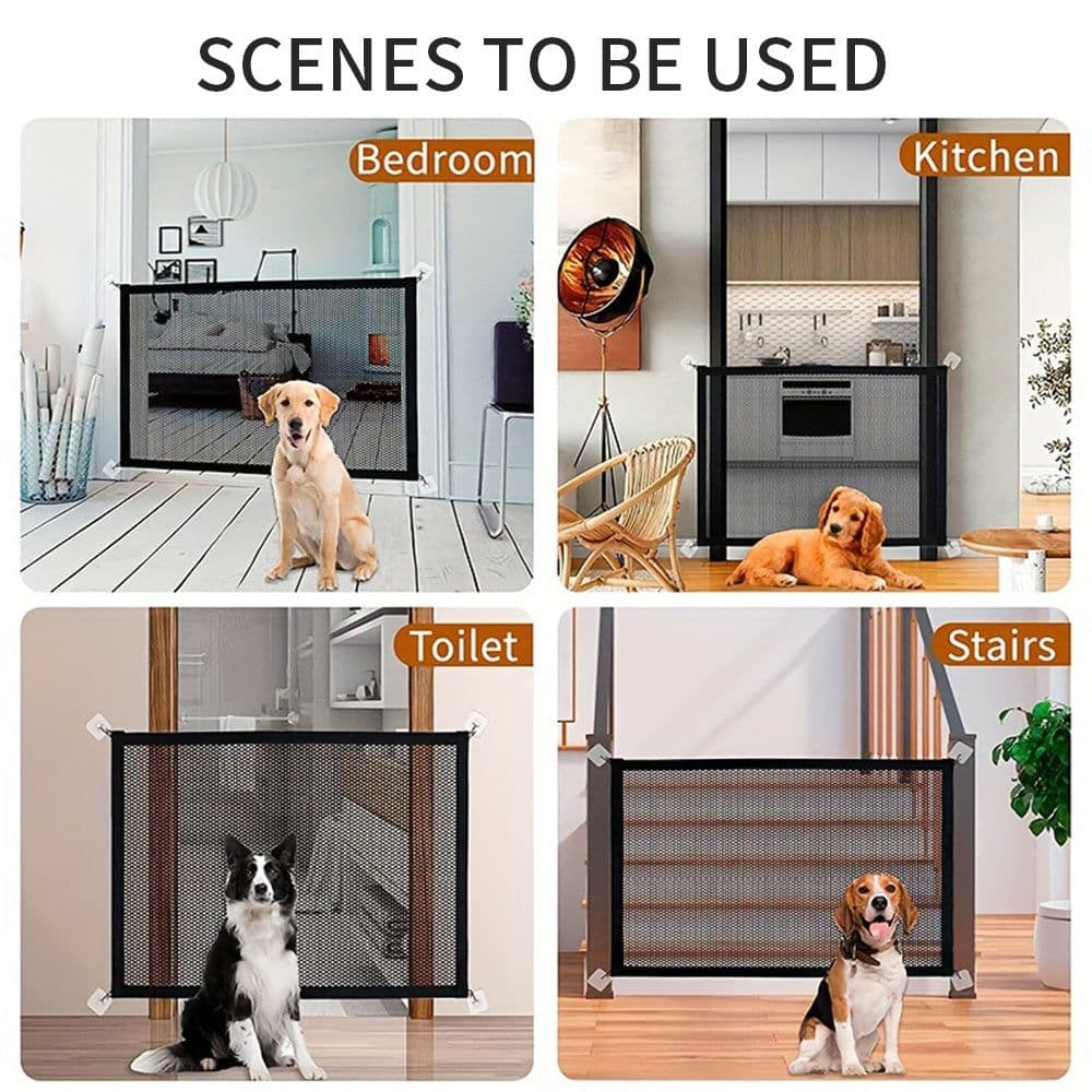 image-Pet Dog Fence, Foldable Isolation Net, Dog Safety Protection Fence, No Drilling Required Household Pet Isolation Fence, Balcony Dog And Cat Isolation Net Fence, Indoor Obstacle Safety Protection
