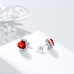 image-Birthstone Zircon Earrings for Women Girls Heart Shape Stud Earrings