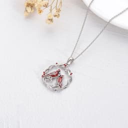 image-Cardinal Tree Of Life Necklace in White Gold Plated Sterling Sliver