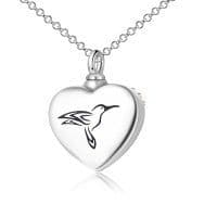 image-Hummingbird Urn Necklaces for Ashes Sterling Silver Heart Sunflower Cremation Memory Jewelry for Women Men