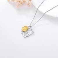 image-Necklace for Mom 925 Sterling Silver Sunflower Heart I Love You Mother Pendant Jewelry Mother's Day Birthday Gift
